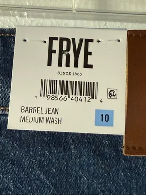 Frye Barrel Jeans Women Medium Wash 10 High Rise Curved Leg Denim Button Fly thumbnail 10