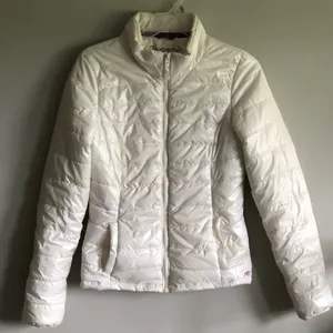White Puffer Coat Sz M thumbnail 1