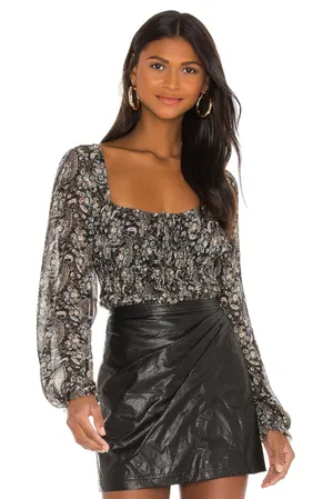 Free People Lolita Smocked Paisley Print Top Sz L thumbnail 1