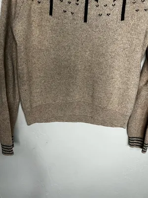 Marine Layer Archive Avalon Fair‎ Isle Palm Trees Cotton Wool Blend Crew Sweater thumbnail 4