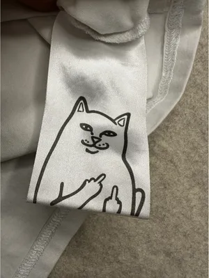 RIPNDIP Blonded Cropped Ringer Tee Women’s Med White Blue Alien Cat Logo thumbnail 3