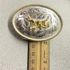 Custom‎ Equestrian Rodeo Cowboy Western Belt Buckle Stamped Bernal Alpaca Mexico thumbnail 6