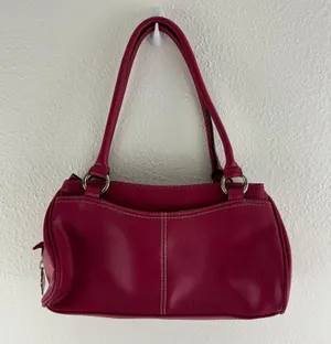 CRAZY HORSE Vintage 90s Y2K Hot Pink Faux Leather Barbiecore Shoulder Bag Purse thumbnail 9