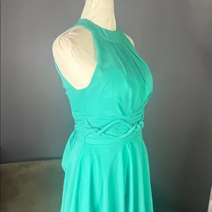Women’s Blue Chiffon Hi Low Bridesmaid Formal Party Dress Zip Back Size 2 **READ thumbnail 3