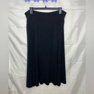 EUC Lane Bryant women’s‎ solid black stretch flowy relaxed smooth ankle skirt 18 thumbnail 3