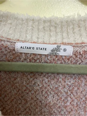 NEW Altar’d State Ivory & Blue Knit Cardigan Sweater Size Small NWT thumbnail 4