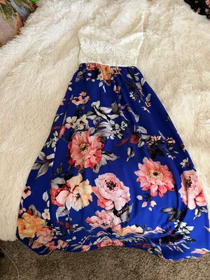 Blue/White floral dress thumbnail 1