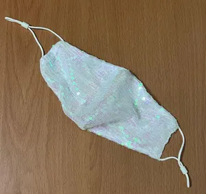 White Sequin Face Mask with Adjustable Straps thumbnail 2