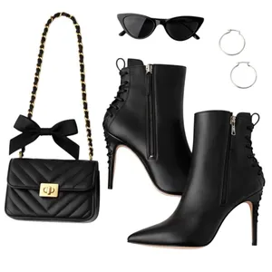 Alexandra Neel 326 Black Leather Heeled Ankle Boots EU 37 Made Italy Chic w FLAW thumbnail 3