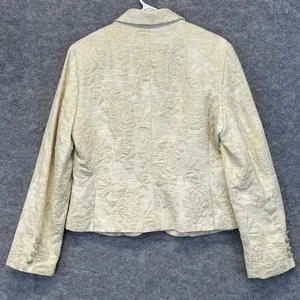 GEORGE Me‎ Designs By Mark Eisen Blazer Women's Size 12 Cream Floral Metallic thumbnail 3