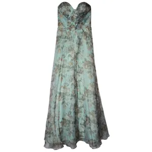 Lulus Most Beautiful Day Sage Multi Floral Print Organza Maxi Dress Large NWT thumbnail 3