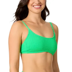 NWT Salt + Cove Juniors Rib Scrunch Scoop-Neck Bikini Top Mint Tea Green L thumbnail 3