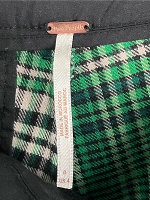 FREE PEOPLE Green All For Me Plaid Tapered Cuffed Pants Slacks Trousers Size 0 thumbnail 3