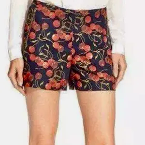Ted Baker London Red Cherry Print‎ Zipper Pockets Navy Blue Shorts Size 0 = US 2 thumbnail 2