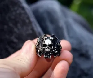 & Other Stories Men’s Stainless Steel Punk Skull Gothic Design Adjustable Ornate Ring Size 9-14 thumbnail 2