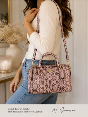 NEW Coach Rowan Pink Snakeskin Embossed Leather Satchel NWT thumbnail 7
