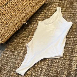 Abercrombie & Fitch Soft A&F Collection White Asymmetrical Bodysuit thumbnail 6