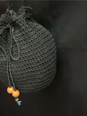 Black Crochet Drawstring Crossbody Bag thumbnail 4
