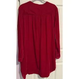 Uncle Frank Velvet Shift Dress Bright Red Holiday Party Pockets Knee Length LG thumbnail 6