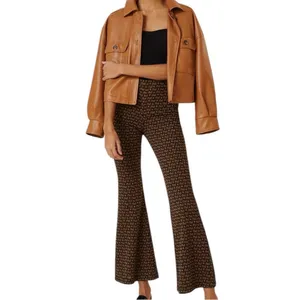 Anthropologie Sabine Flare Pants‎ Brown Black Motif Size Medium thumbnail 7