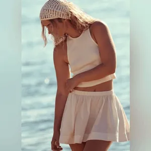 Free People Free-Est White Milani Tank Top Mini Skirt‎ Boho Cotton Set Medium thumbnail 10
