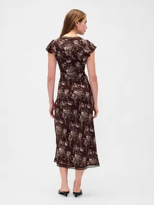 GAP Lace Trim V-Neck Crepe Maxi Dress thumbnail 2