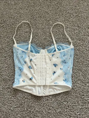 Forever 21 Blue Floral Lace Corset Top thumbnail 3
