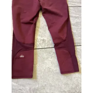 Alo Yoga Burgundy High Waist Mesh Panel Crop Leggings W5475R Size Small thumbnail 4