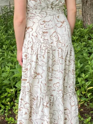 Entro One-Shoulder Brown and White Dress thumbnail 3