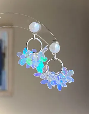 Handmade fairy cute unique style dangle earrings🩵 thumbnail 1