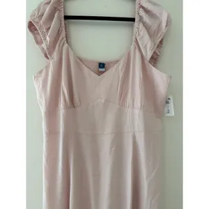 Old Navy Pink Rayon Midi Dress XL Tall Sweetheart Ruffle‎ Sleeve Fit & Flare New thumbnail 4