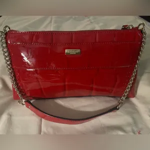 Kate Spade Knightsbridge Red Croc Patent Leather Bow Chain Shoulder Clutch thumbnail 15