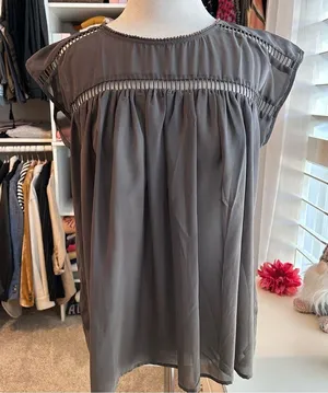 LOFT Brown Sheer Top Small thumbnail 2