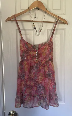 American Rag Retro Y2K Pink Floral Tunic thumbnail 1