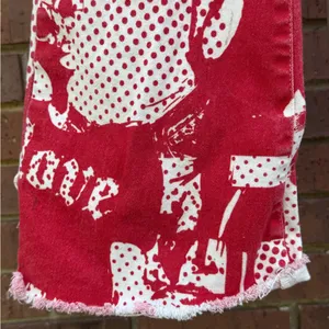 Edikted Andy Print Red White Face Novelty Print Flare Bell Bottom Jeans Size XS thumbnail 5