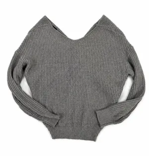 Zanzea Oversized Knit Sweater Gray Twist Front Back V Neck Chunky Cozy‎ Boho thumbnail 1