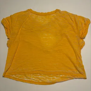 Free People T-Shirt Womens Medium Yellow Open Back Burnout Slub Knit Tee thumbnail 1