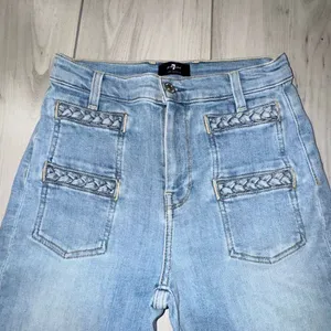 NWOT 7 For All Mankind Braided Denim‎ Flare Jeans Wide Leg Women's Size 26 Light thumbnail 2