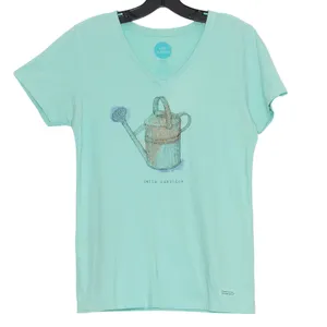 Life Is Good Top Hello Sunshine Cottage Academia Boho Minimalist Blue Size Small thumbnail 1