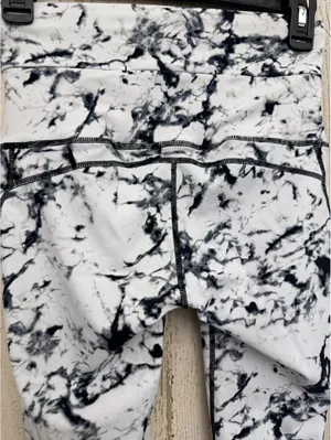 Marble Print High Waist Leggings Women’s Small Black White Workout Yoga thumbnail 4