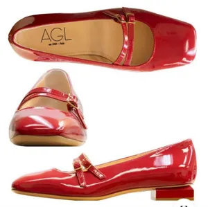AGL Women's Red Patent Leather Mary Jane Shoes thumbnail 1