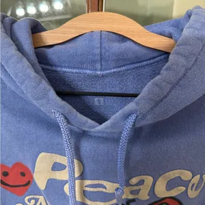 PacSun Blue Peace & Love Cartoon Graphic Retro Fleece Hoodie Size Small thumbnail 2