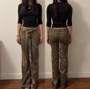 Faux leather flared cargo pants Brown Size 0 thumbnail 4