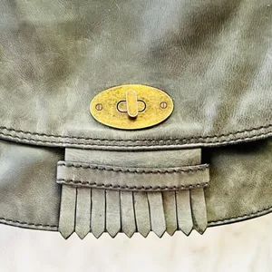 Madewell 1937 Leather Purse Handbag Grey Flap Crossbody Shoulder thumbnail 3