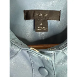 J.Crew Slim Fit ShortSleeve Faux Leather Shirt Snap Button Down 4 Dusty Sea Blue thumbnail 7