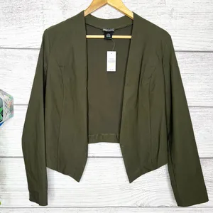 NWT Vintage Wet Seal Y2K Olive Green High Low Cropped Blazer Jacket Size XL thumbnail 12