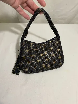 Y & S Original Mini Beaded Shoulder Bag Black Gold Geometric Pattern Y2K NWT thumbnail 5