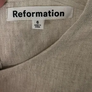 Reformation Naomi Linen Jumpsuit in Oatmeal 6 thumbnail 7