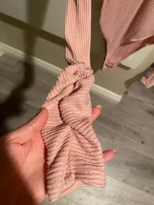 Pink Long Sleeve V Neck Bodysuit thumbnail 7
