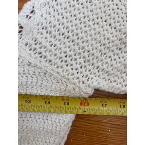 Abercrombie & Fitch Cream Crochet Knit Crop Top Scoop Neck Short Sleeve Small thumbnail 4